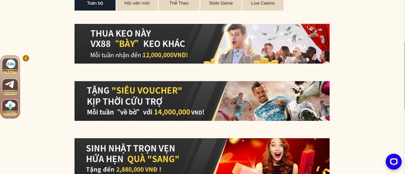 Các khuyến mãi khủng ở VX88 Esball