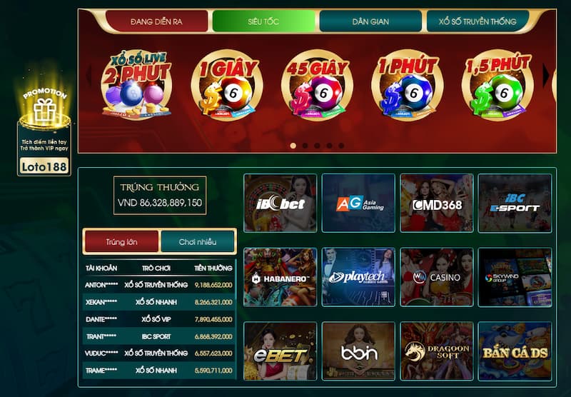 Loto188 Giao diện thân thiện