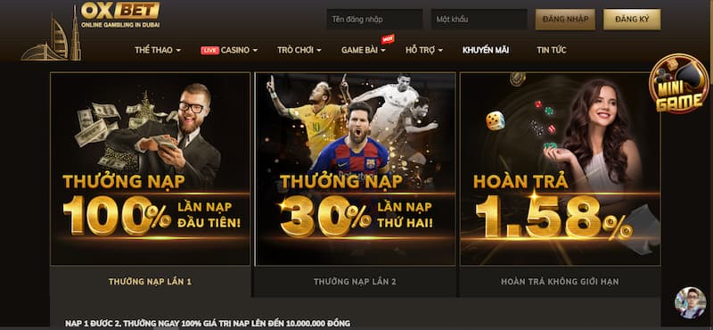 Oxbet Khuyến mãi cực khủng tại nhà cái