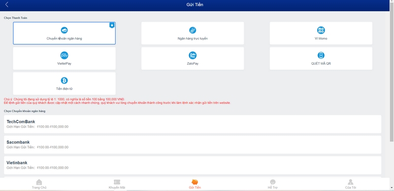 Phương thức nạp tiền Ole777 đang triển khai rất đa dạng