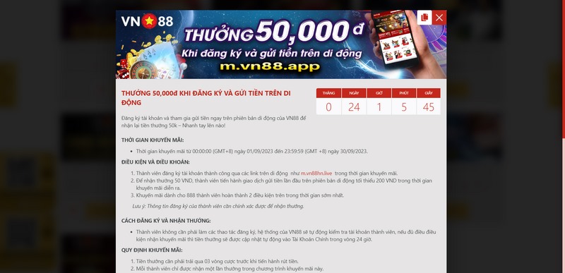Thưởng tiền 50k khi nạp tiền trên di động