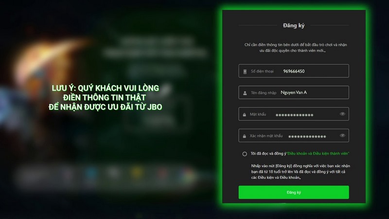 Đăng ký JBO Việt Nam nhưng lâu không đăng nhập có thể bị tạm khóa