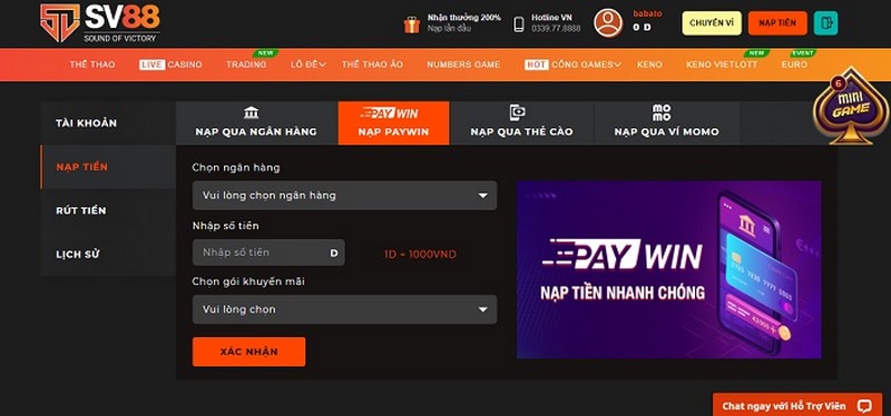 Phương thức thanh toán tại nhà cái SV88 đang phát triển